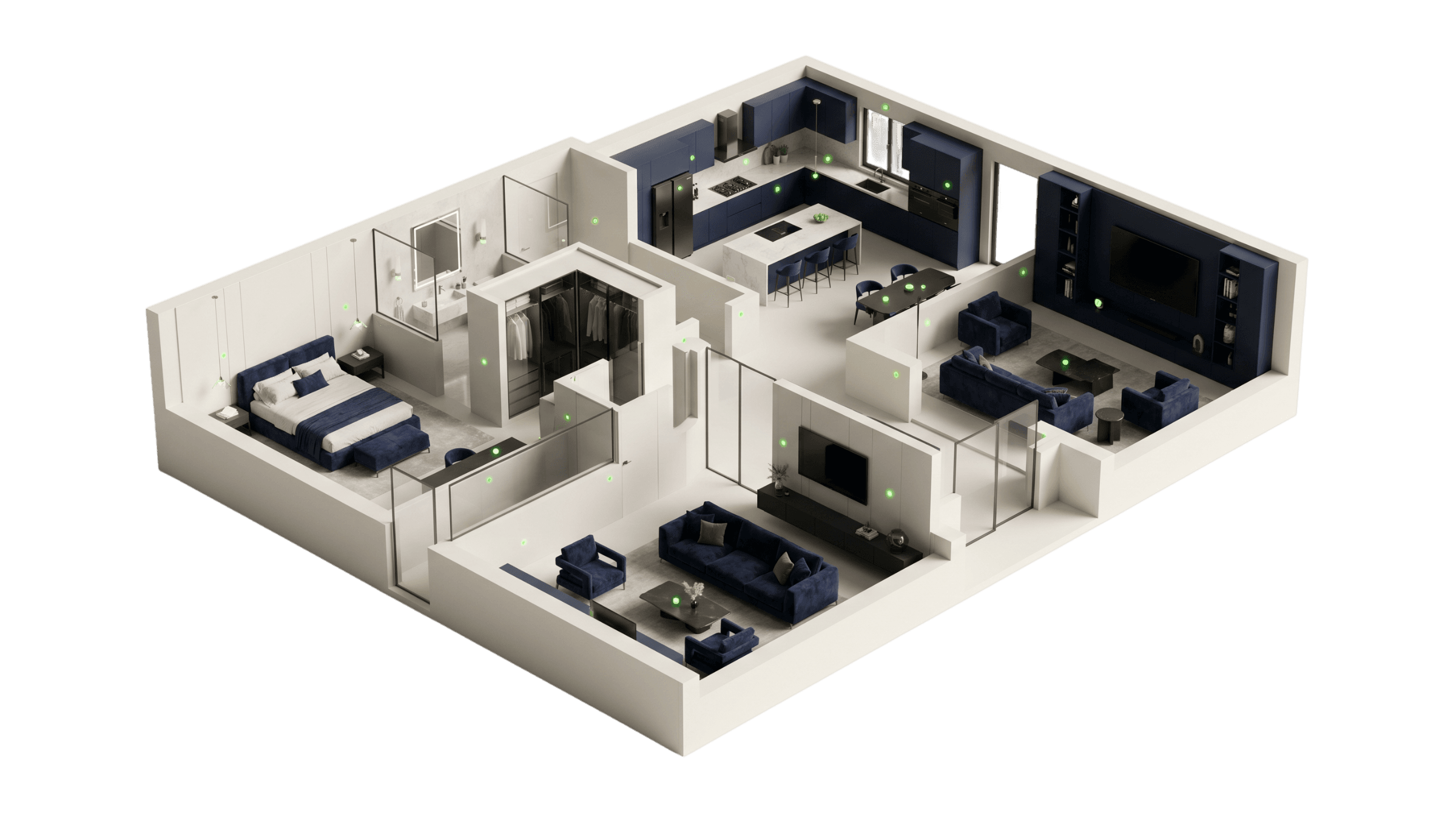Isometric floor plan of a Lumina-equipped home